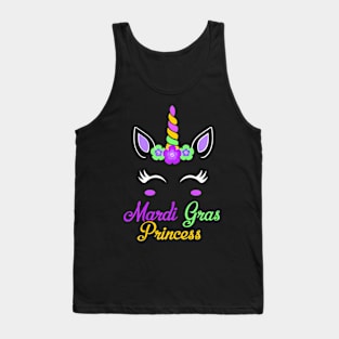 Little Miss Mardi Gras Princess Unicorn Girls Kids toddlers Tank Top